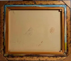 H. Hargrove: Scheune mit Karren – Gemälde auf Leinwand, Druck, signiert im Rahmen ca. 70 × 60 cm - Bild 5