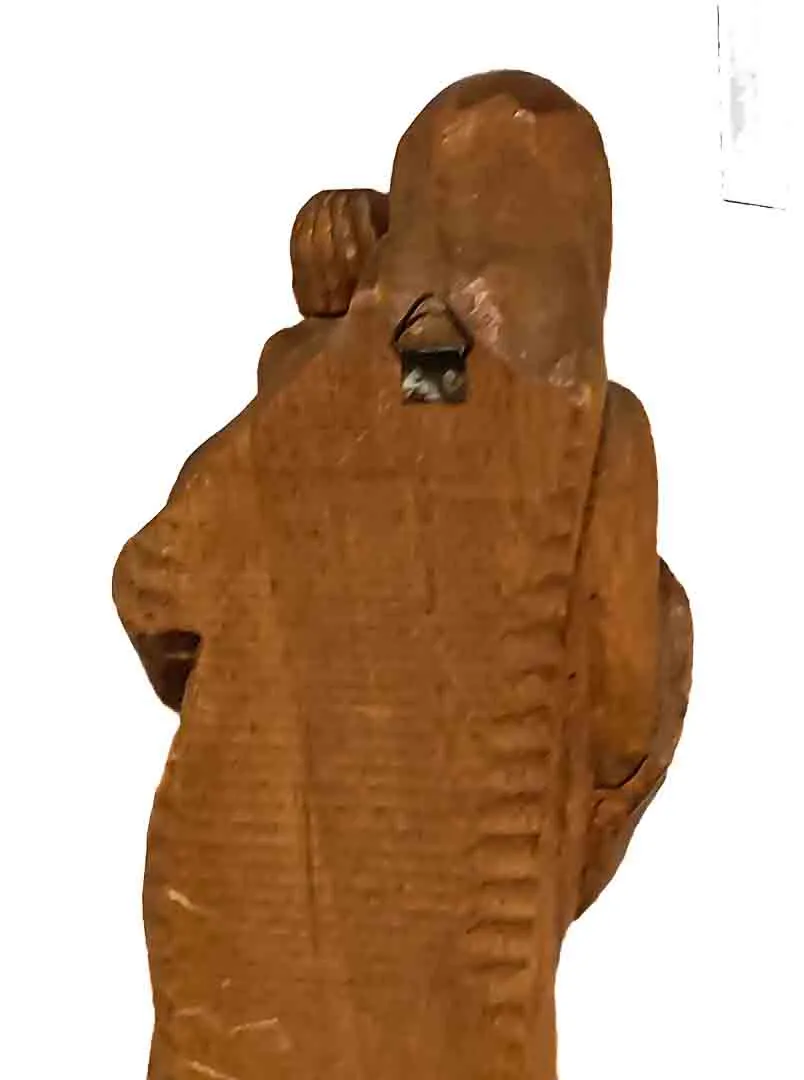 Handgeschnitzte Madonna mit Kind - Holzfigur, Sakrale Wandskulptur (45 cm) – Bild 3