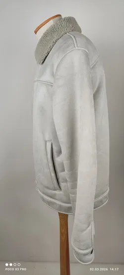 Graue Zara Jacke in Wildlederoptik - Bild 3