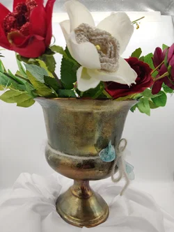 Antik-Goldene Aluminium-Pokalvase | Handgemachter Vintage-Look – Vorschau 3