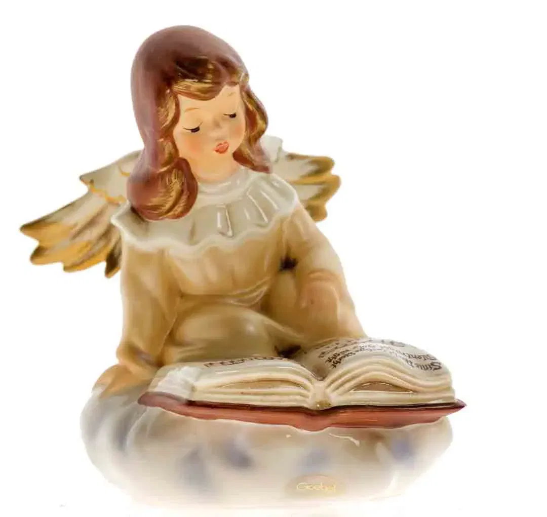 Goebel Engel „Lesender Engel“ Porzellanfigur, H 15 cm - Bild 1