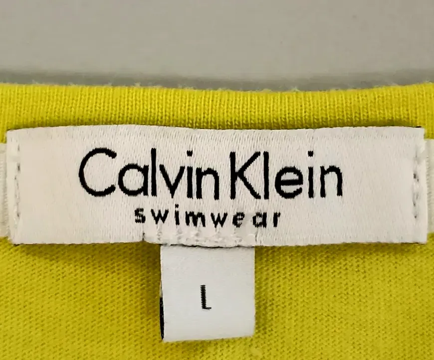 Calvin Klein Herren T-Shirt neongelb mit Logo Gr. L – Bild 3