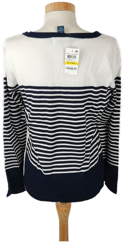 Karen Scott Damen Saum-Strickjacke langarm blau weiss - M / 38 - Bild 2