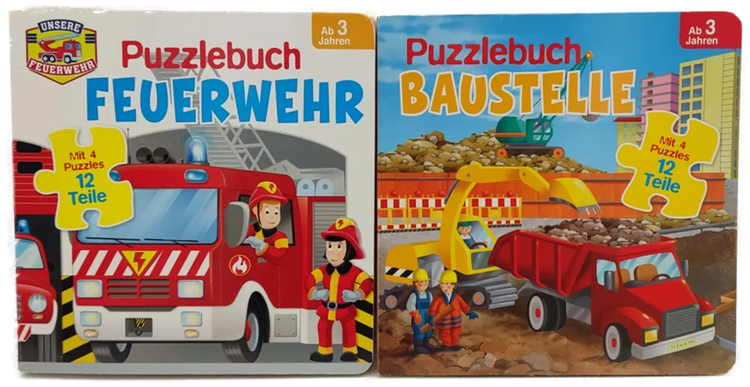  Puzzlebücher 2 Stück Feuerwehr und Baustelle - Bild 2
