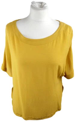 H&M Damen-T-Shirt Gelb Viskose Gr. 36 | Sommerstil