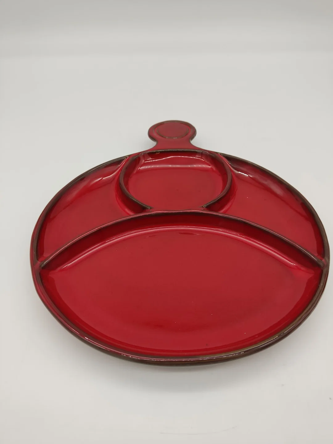 Vintage-Grillteller / Fondue-Geschirr - rot – Bild 3
