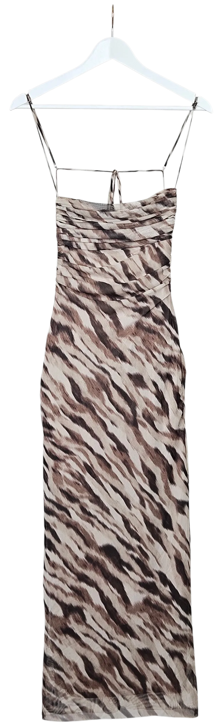 ZARA Damen Maxikleid mit Animal Print, braun - Gr. S - Bild 4