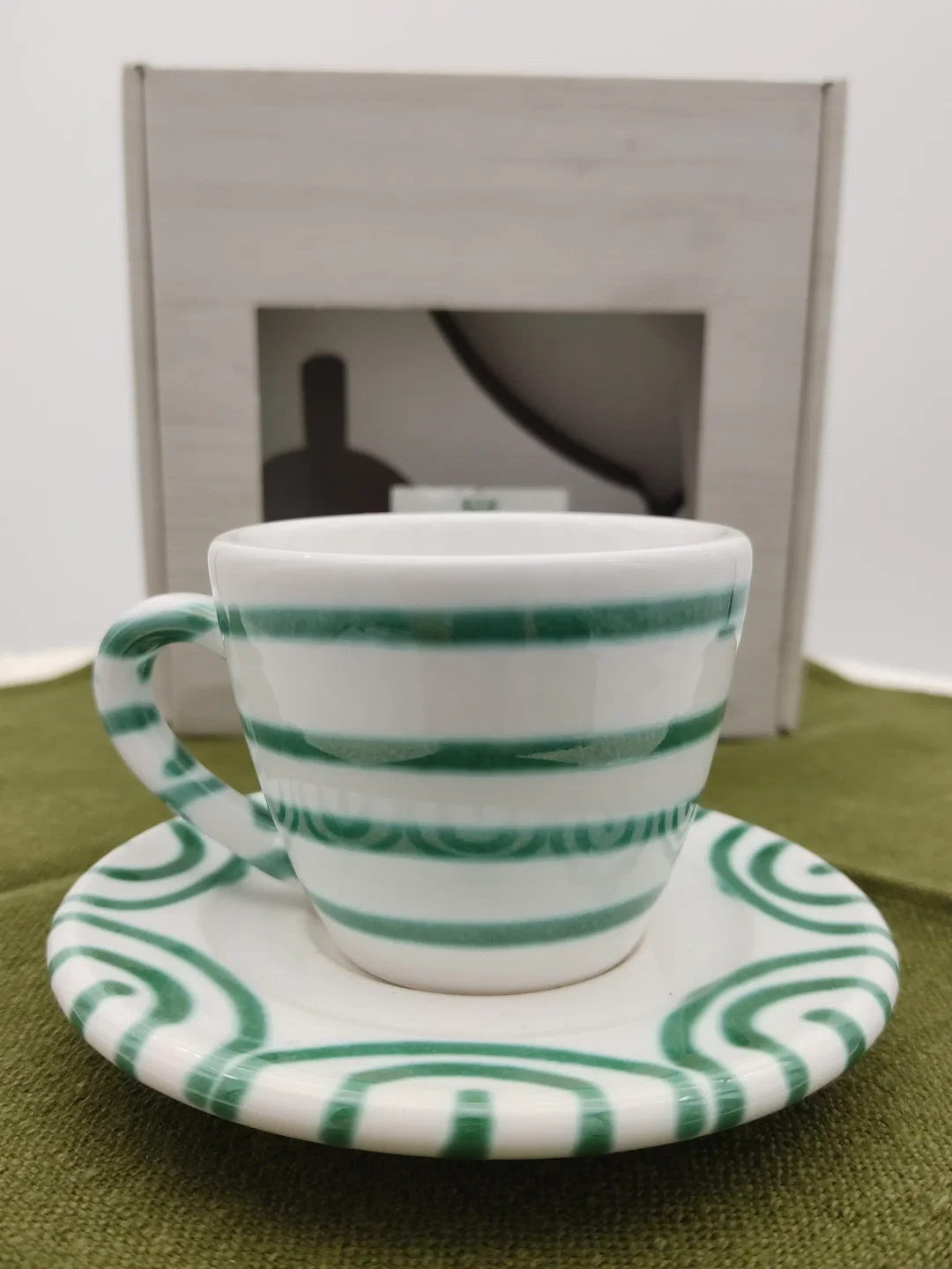 Gmundner Keramik Espresso-Set Grün Geflammt | Geschenkbox – Bild 2