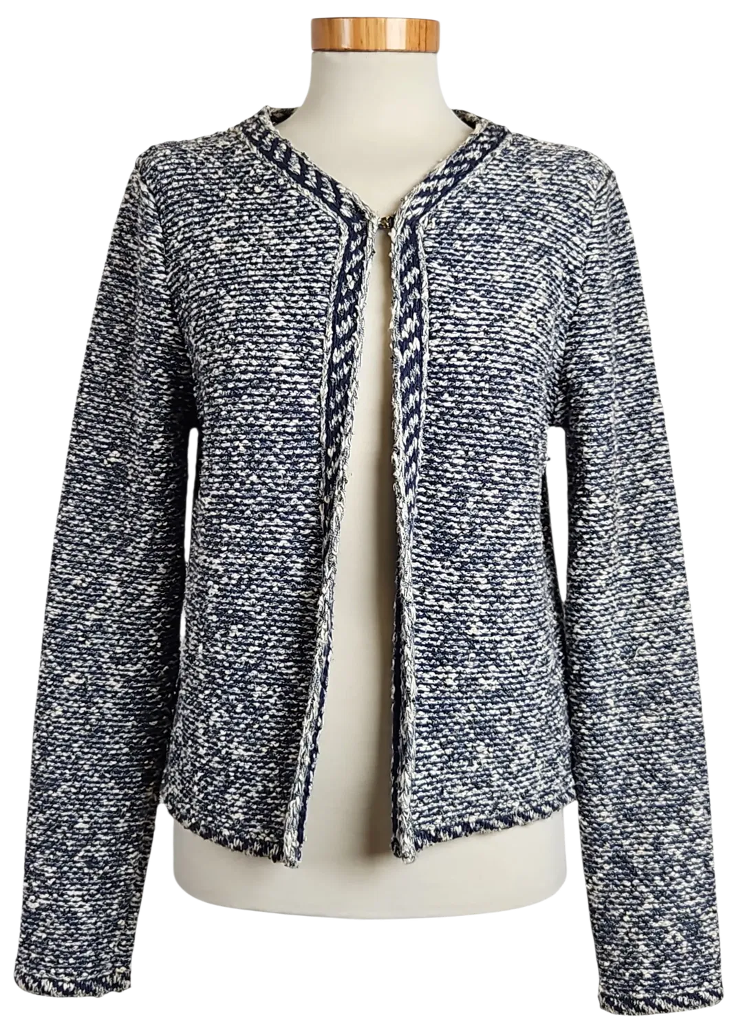 Massimo Dutti Damen Strickjacke, blau/weiß - Gr. M  - Bild 1