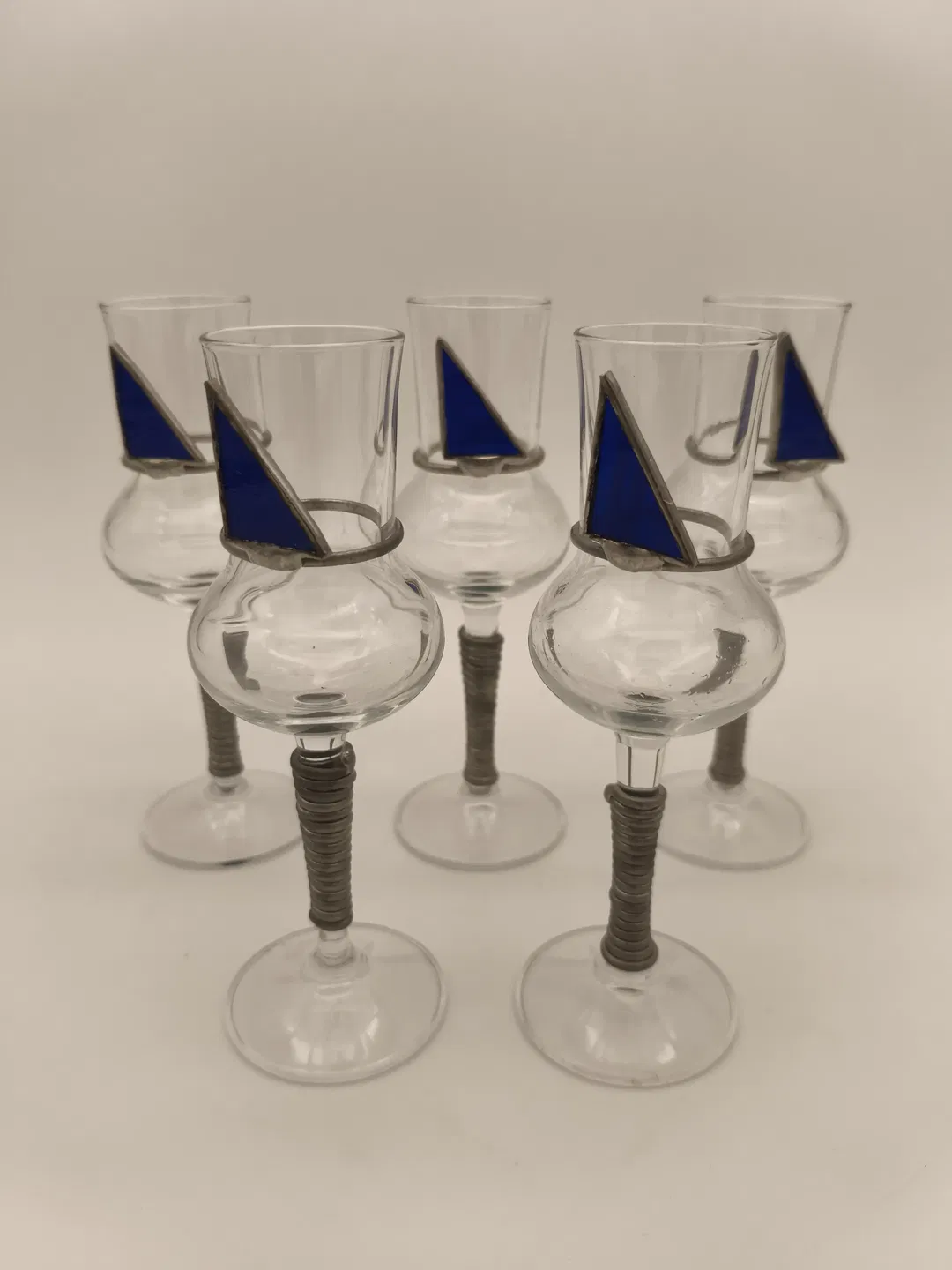 Kelchförmige Schnaps/Likörgläser Kunsthandwerk Blau - Bild 1