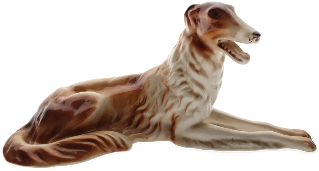 Porzellanfigur Windhund / Greyhound – liegend  - Bild 1