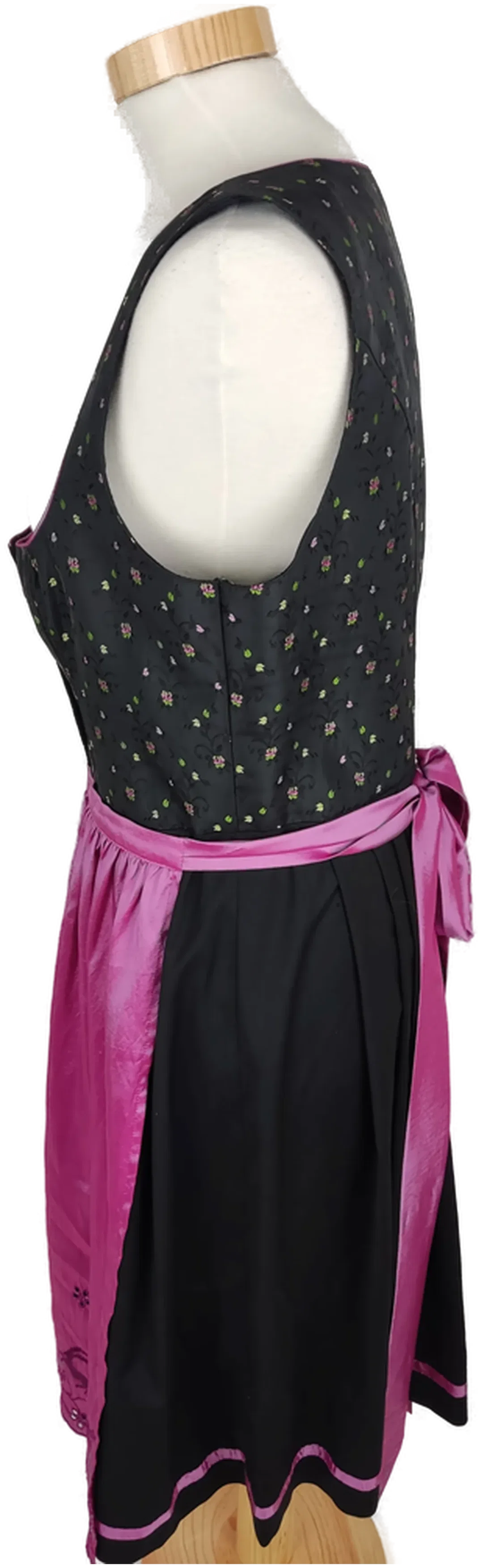 Dirnd "Landhaus Tracht", schwarz/grün/rosa mit Stickerei, Größe 40 – Bild 3
