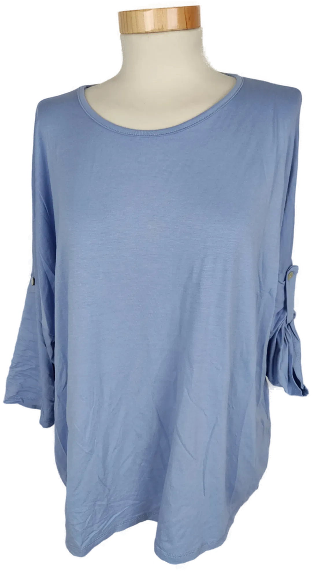 T-Shirt, dreiviertelarm mit Rundhalsausschnitt, hellblau, Größe 44 (geschätzt) - Bild 1