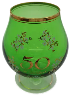 Großer Cognac-Schwenker – Jubiläumsglas „50“ – grün, mit Golddekor - Bild 2