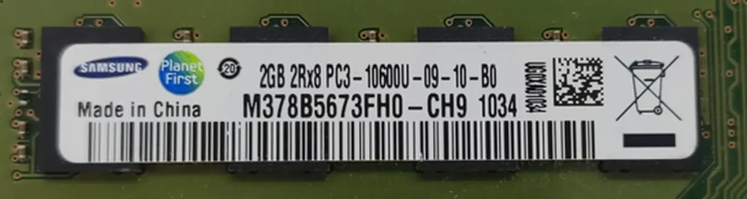 Samsung 2GB DDR3 2Rx8 PC3-10600U-9-10-B0 Arbeitsspeicher / RAM  – Bild 2