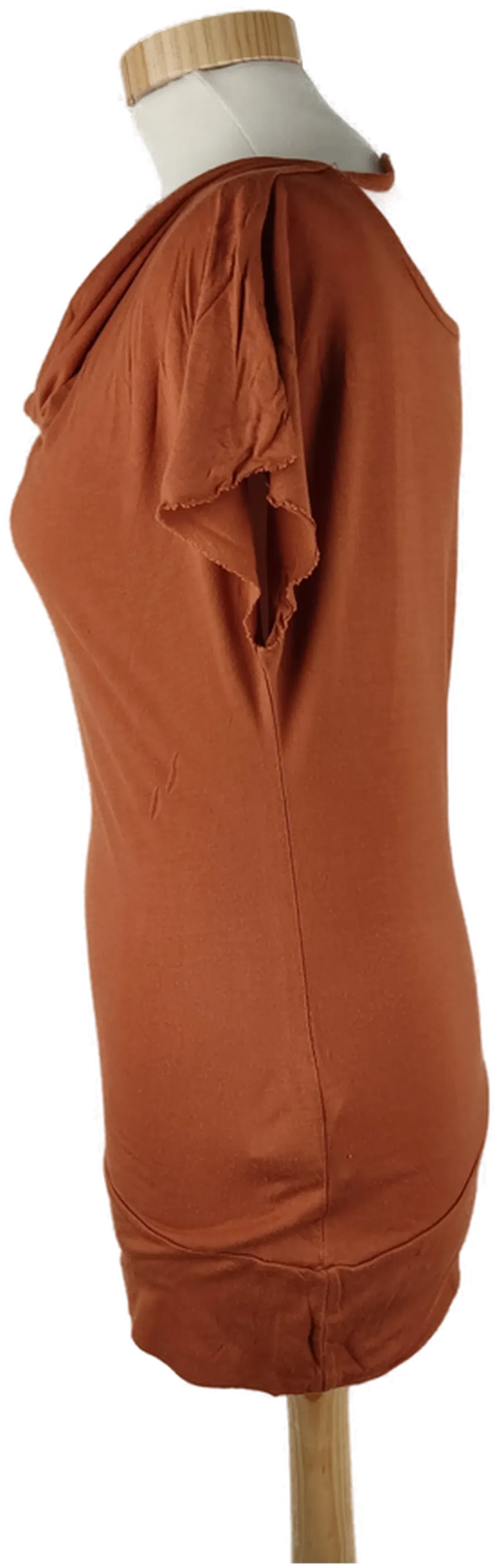 T-Shirt "AMISU", kurzarm mit Wasserfallausschnitt, braun, Größe XS – Bild 2