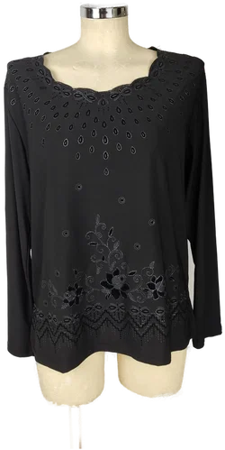 H&D Schwarze Damenbluse Sonstige Bestickt X-XL | Eleganter Auftritt - Bild 1