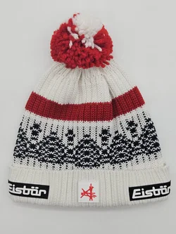 Eisbär Strickhaube, rot/weiß/schwarz – Vorschau 1