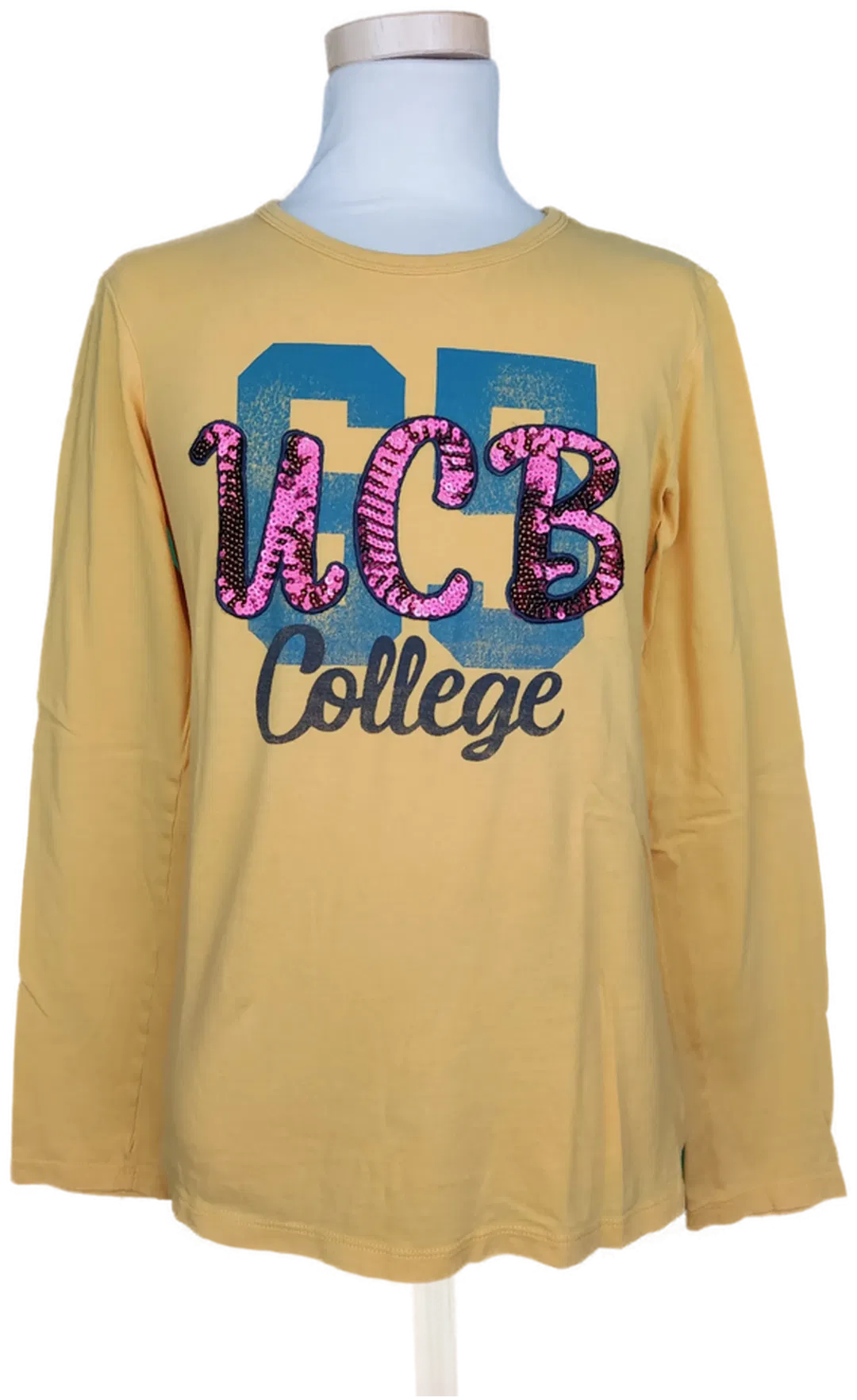 Benetton Mädchen Langarm Shirt gelb mit Pailetten - 150 cm - Bild 4