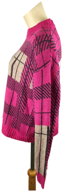 Damenpullover Laura Torelli Pink Kariert | Retro-Charme – Vorschau 2