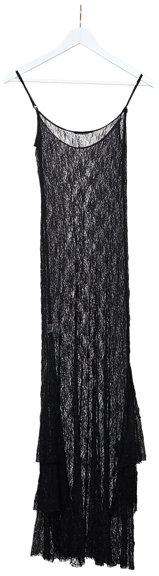 ZARA Damen Maxikleid mit Spitze, schwarz - Gr. L – Bild 2
