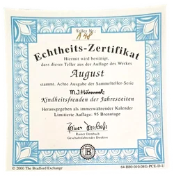 Sammelteller „Kindheitsfreuden der Jahreszeiten“ von M.I. Hummel - August (Teller A 48) – Vorschau 3