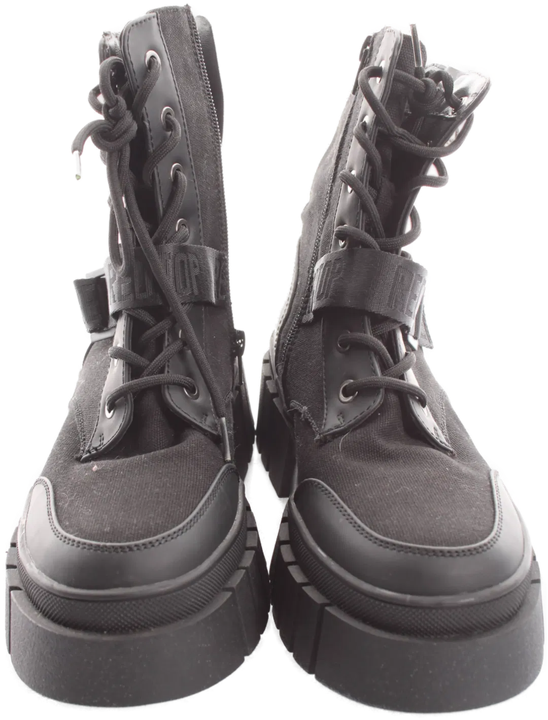 Schuhe Damen Boots Schwarz Gr. 38 | Schnürboots mit Reißverschluss | Plateau | sehr gut - Bild 1