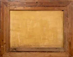 Vintage Bild Gemälde mit Geschichte Stillleben Obstkorb Blumen Vase Öl auf Leinwand A.Nemecek - Bild 4