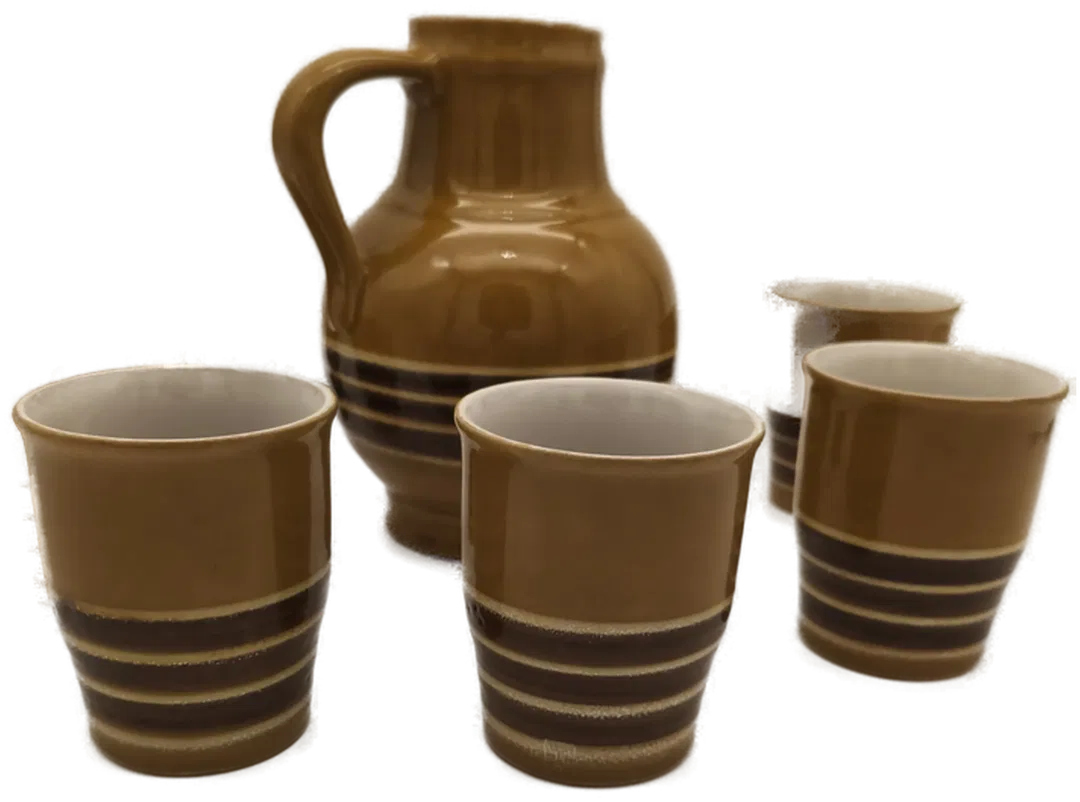 Krug mit 6 Bechern, Keramik, Landhaus, Glühweinset - Bild 4