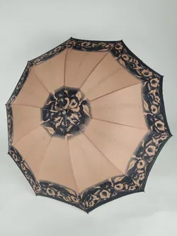 Vintage-Flanierschirm / Sonnenschirm / Damenschirm beige-schwarz geblümt - Bild 2