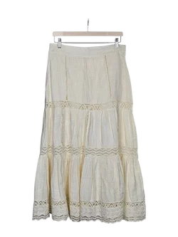 Damen Midi-Rock mit Spitze, cremegelb - Gr. M / 38 - Bild 2