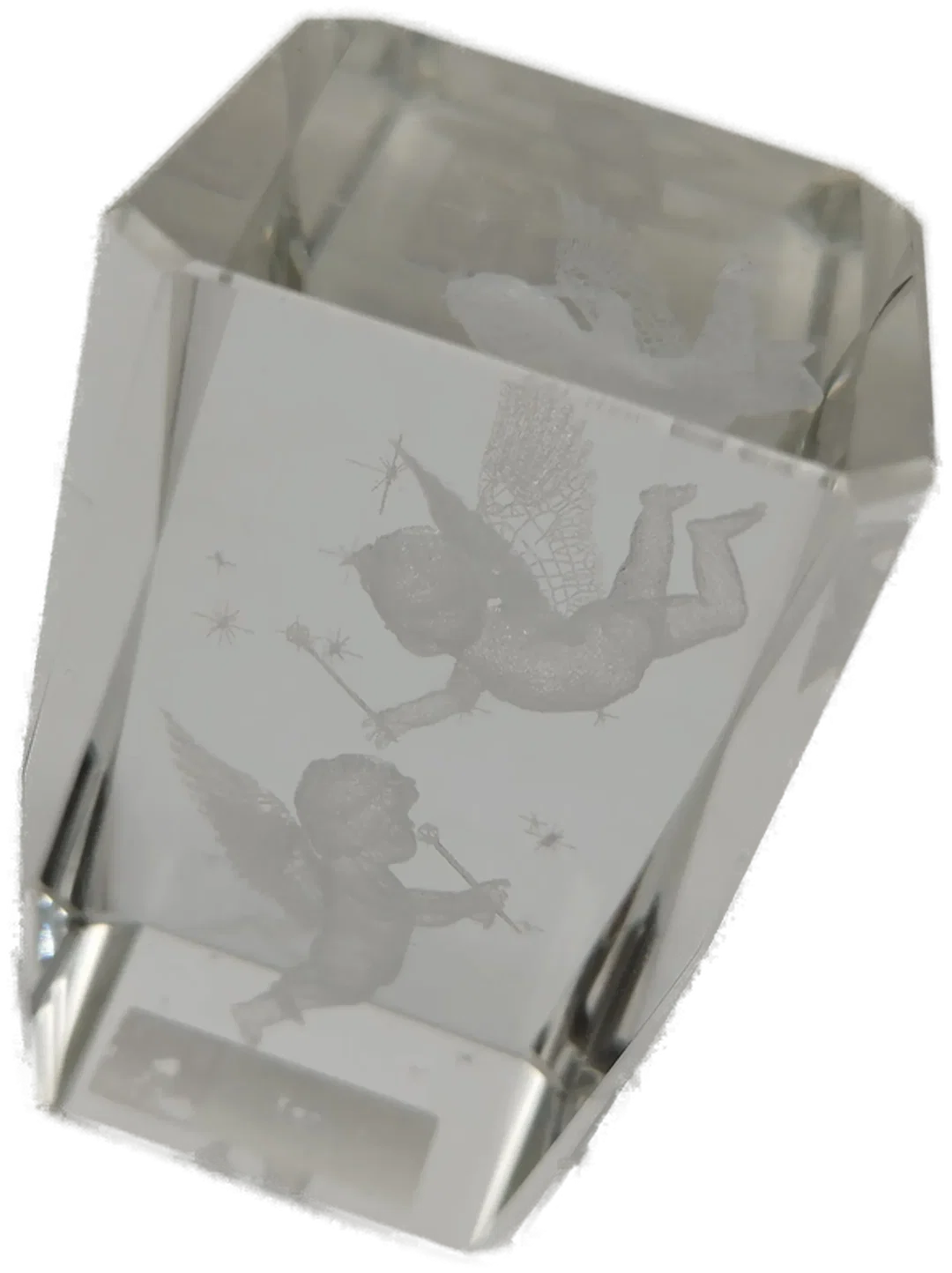 Kristallklarer Briefbeschwerer aus Glas - Engel-Motiv mit Sternen / 8x5x5cm - Bild 4