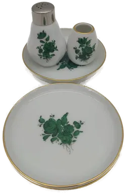 Augarten Porzellan 5 teiliges Set, grüne Rose  - Bild 3