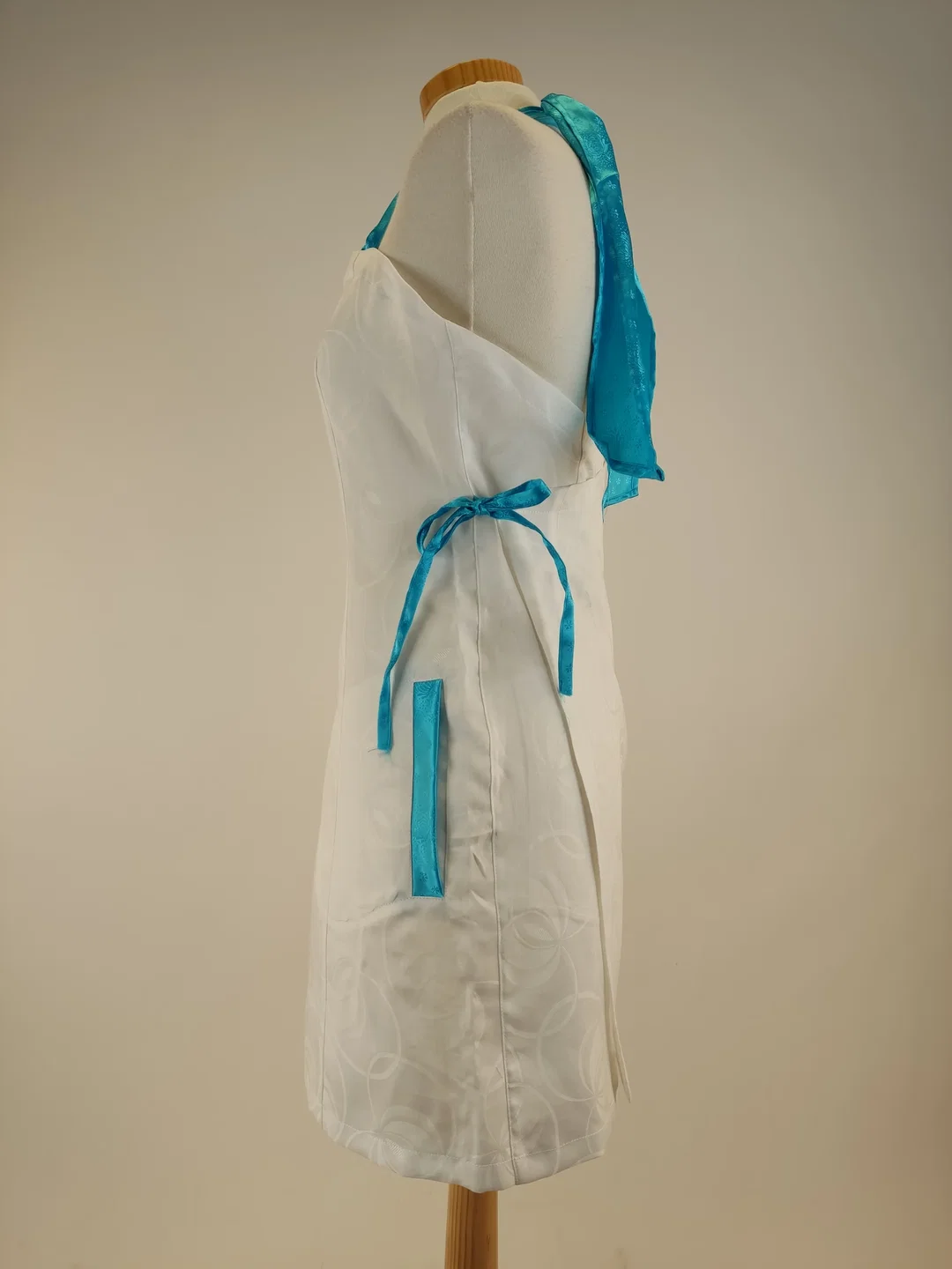 Kochschürze Stoff, weiß mit blau Größe 36-38 – Bild 3