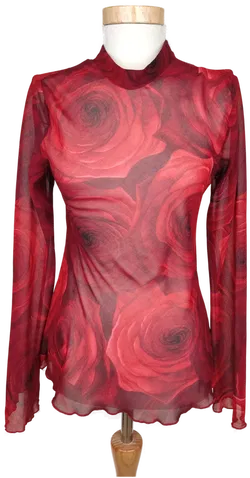 MNG Damen Bluse rot geblümt - XS/34 - Bild 1