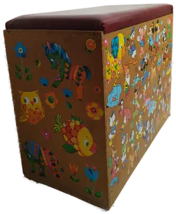 Spielzeugkiste aus Holz mit Retro Stickern  - Bild 2