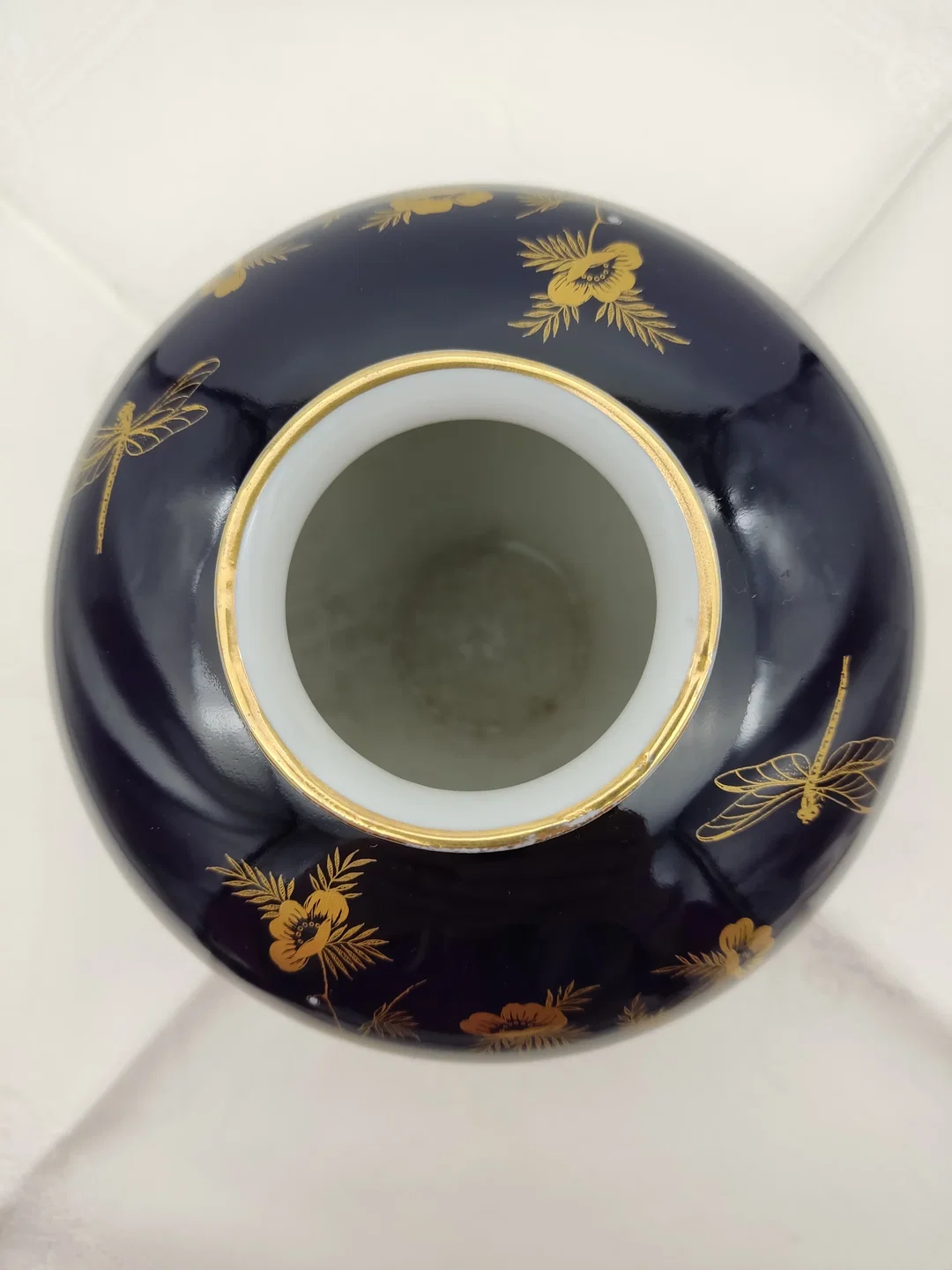 Vase Weimar Porzellan,  Echt Kobalt mit Golddekor | Zeitloser Klassiker – Bild 5