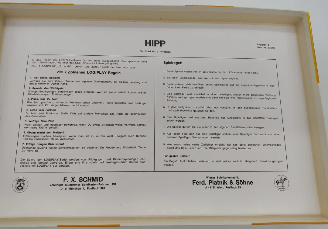 Vintage Brettspiel Logiplay 3 "HIPP" für 2 Kinder ab 9 Jahren – Bild 3