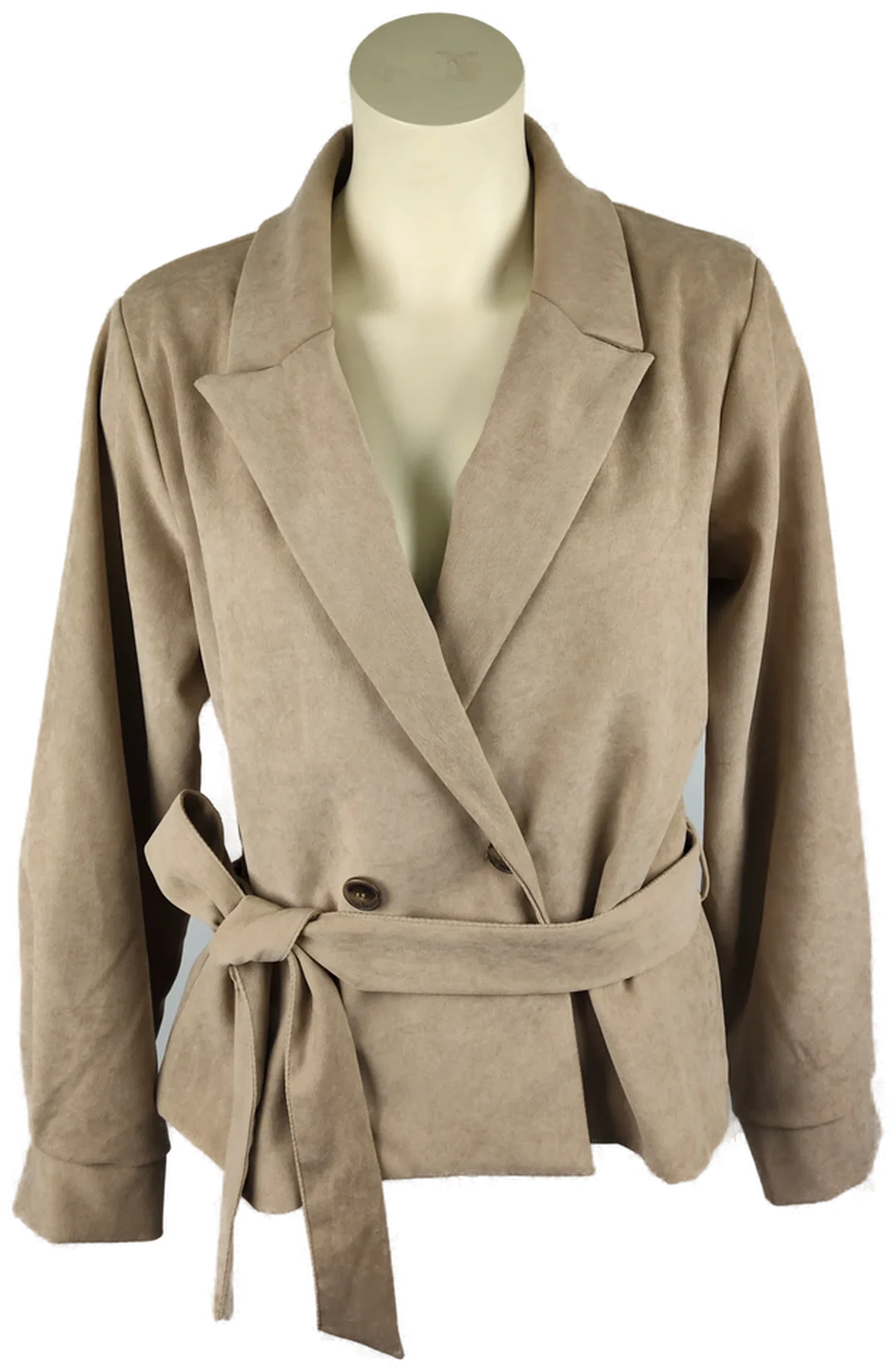 Damenjacke Sa. Hara in Beige mit Bindegürtel | Zeitloser Stil – Bild 1