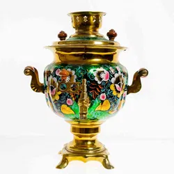 Russischer Samowar Messing handbemalt ca. 33 cm - Bild 3