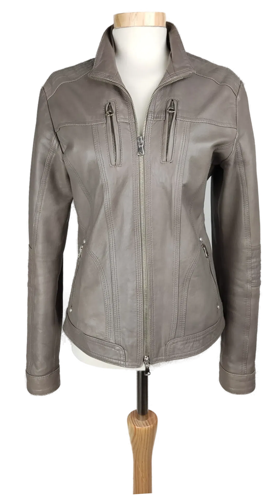 Via Montenapoleone Damen Lederjacke graubraun - L/40 - Bild 4