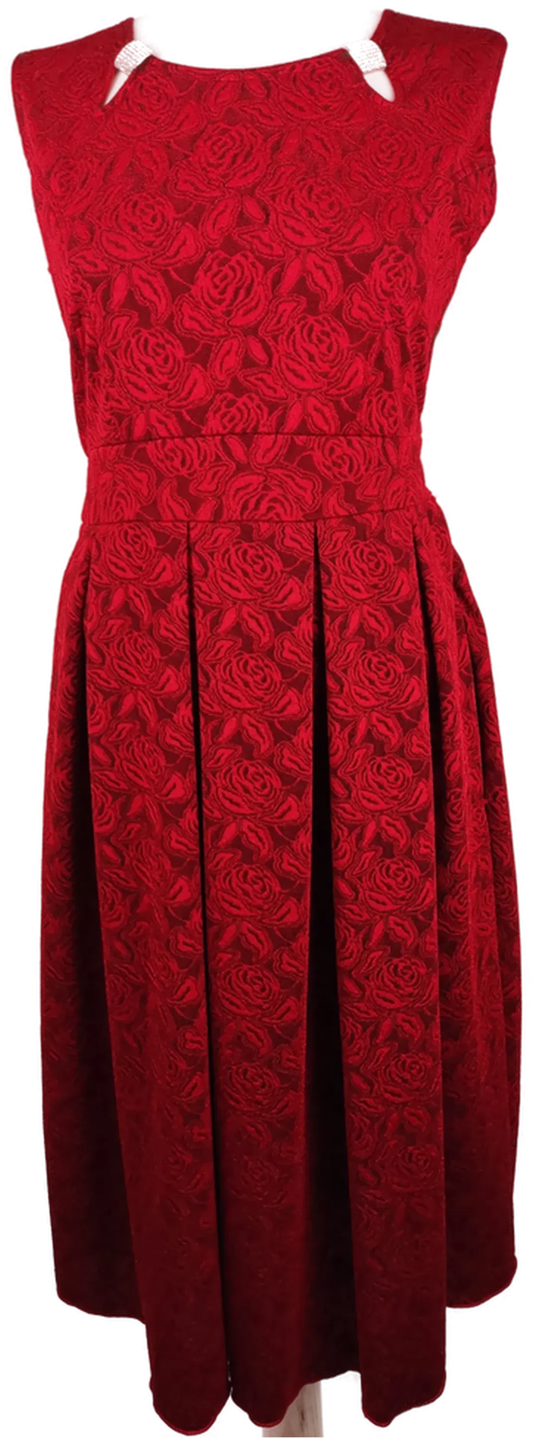 Damen Midikleid rot geblümt - M/38 - Bild 4