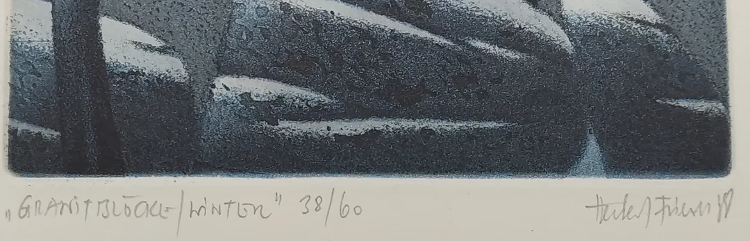Signierter Kunstdruck „Granitblock/Winter“ – F. G. Illies – Limitierte Auflage 31/60 – Bild 3