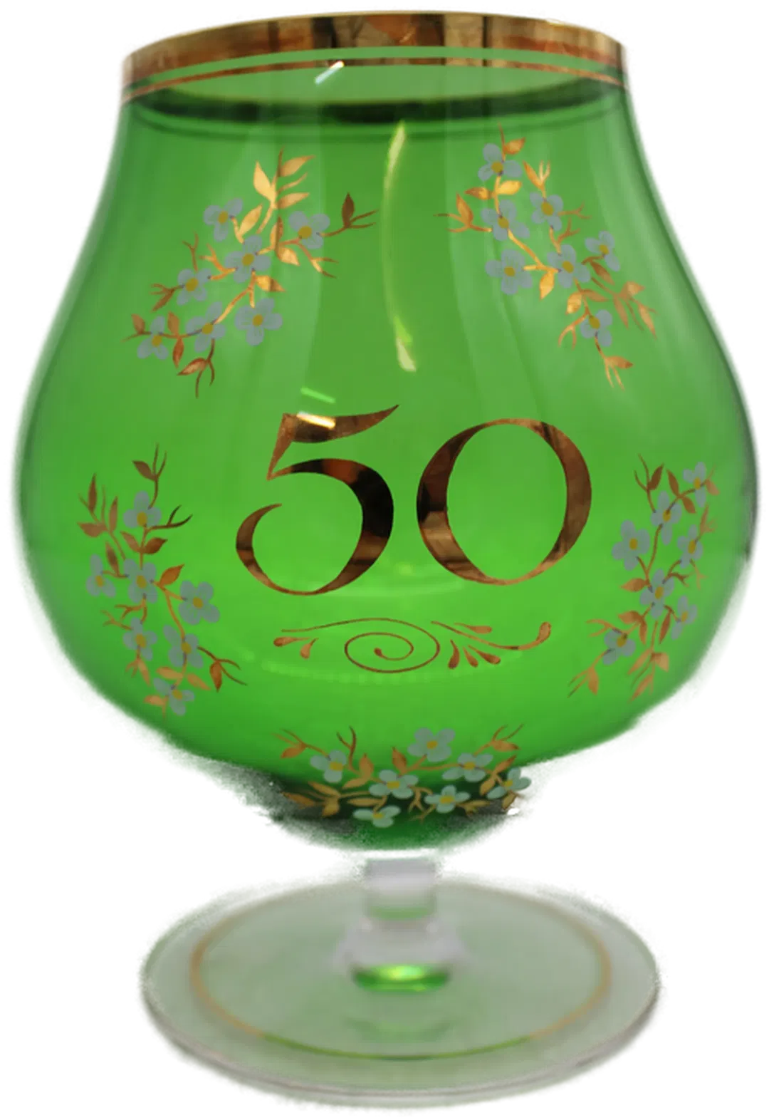 Großer Cognac-Schwenker – Jubiläumsglas „50“ – grün, mit Golddekor - Bild 3