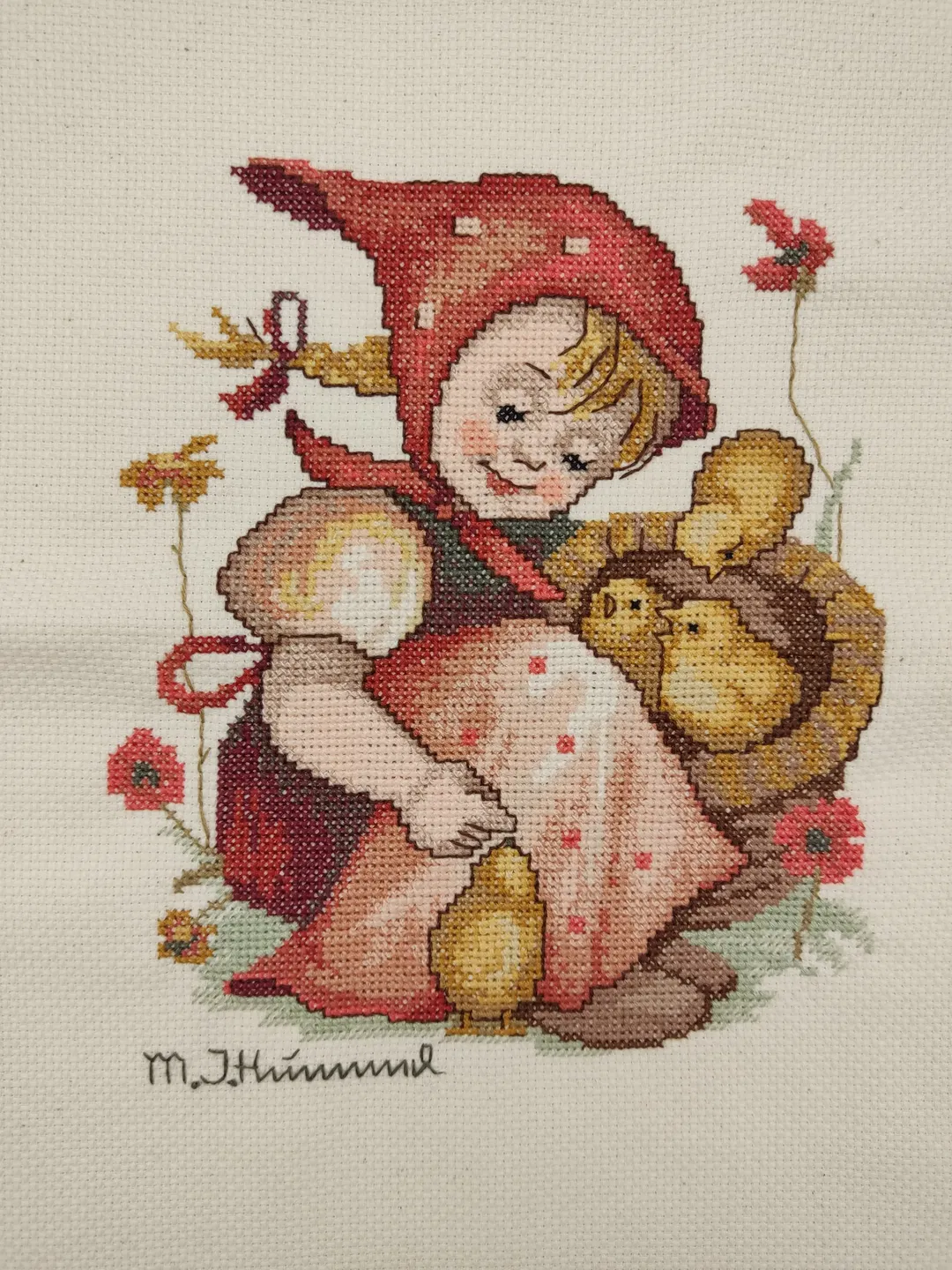 M. J. Hummel-Kreuzstich-Bild: Mädchen mit Küken - Bild 4