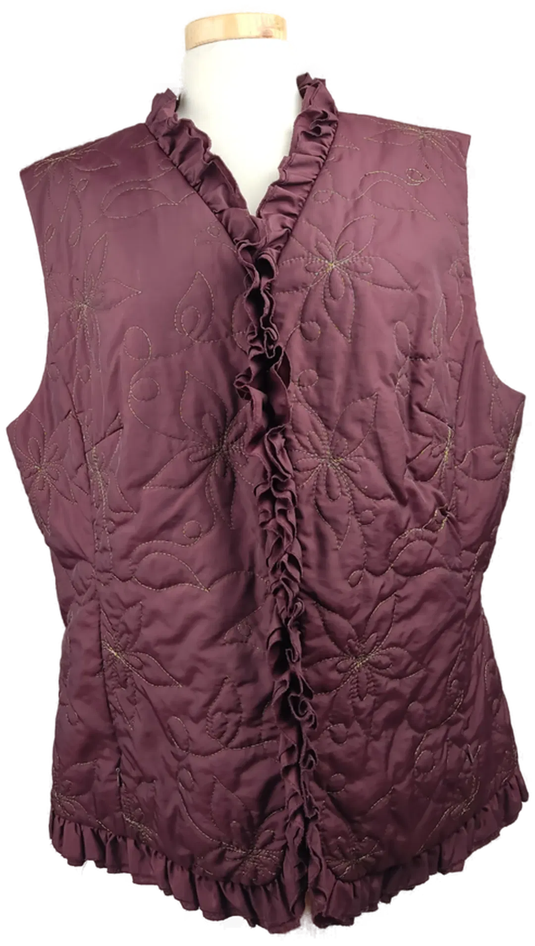 CHICC Damen-Weste weinrot mit goldener Blumenstickerei - XXL/44 - Bild 1