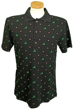 Nockstein Trachten Herrenpoloshirt schwarz gemustert Gr. M – Vorschau 1