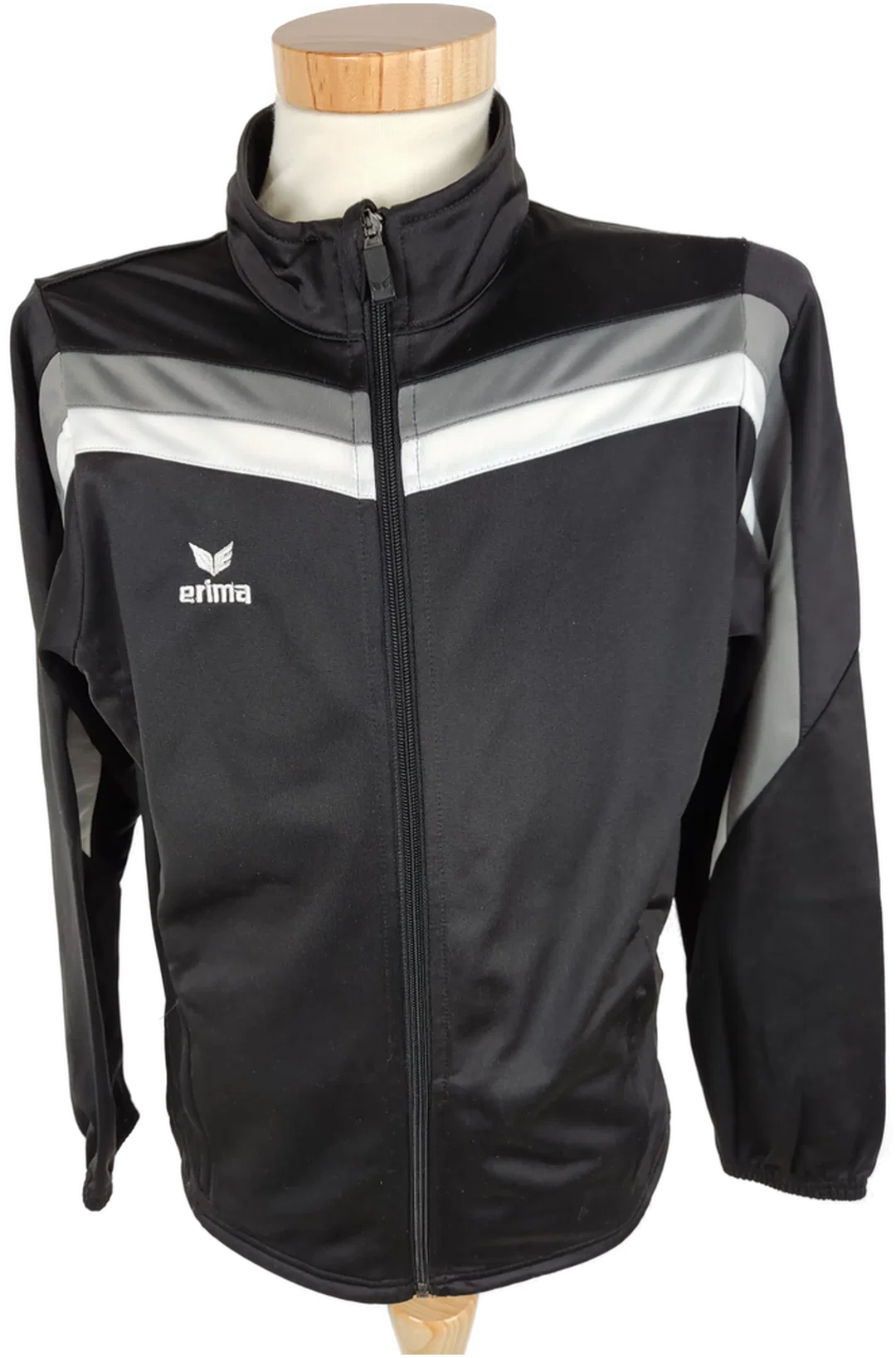 Kinder Sportjacke erima langarm, Größe 164, schwarz/weiß - Bild 1