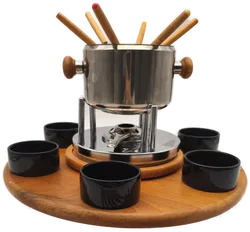 Fondue Set mit Drehteller, vintage, rustikal - Bild 1