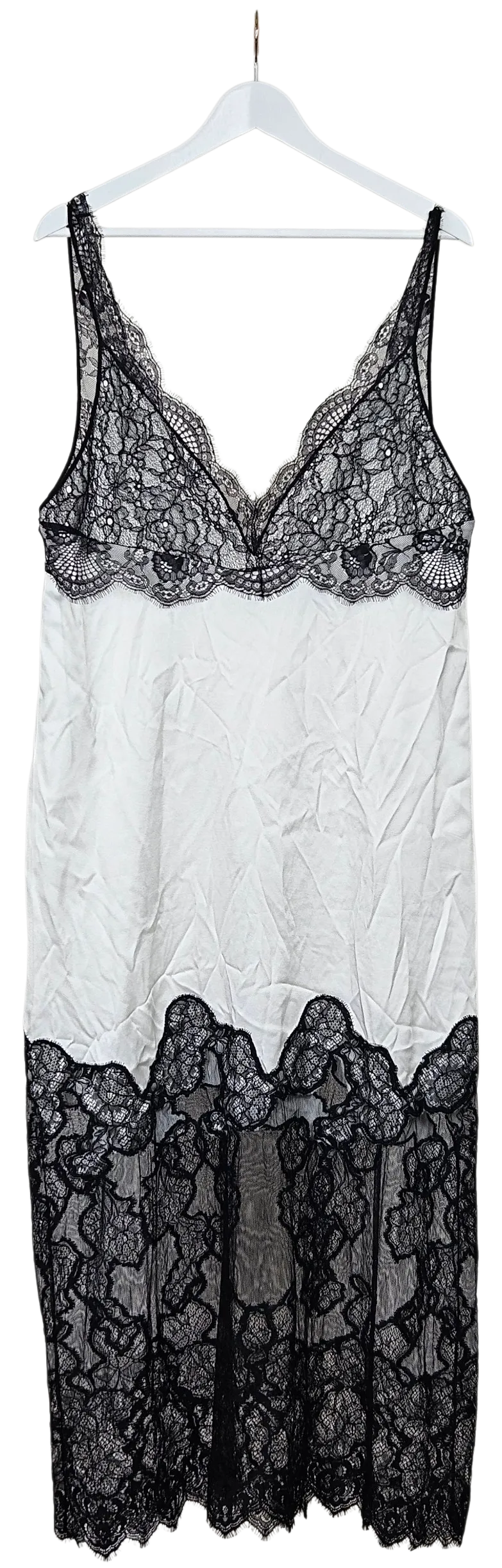 ZARA Damen Maxikleid mit Spitze, weiß - Gr. L - Bild 4